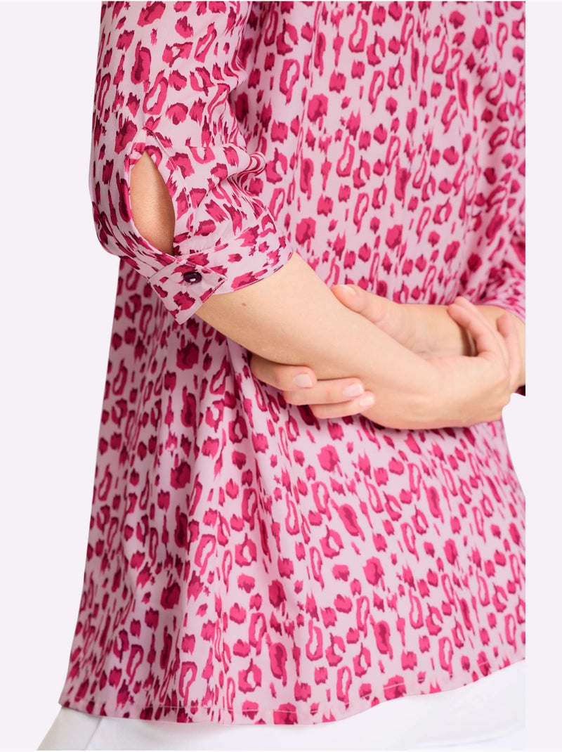 Chemisier Long Joli Motif Léopard - Taille Standard - Moda Vilona Rose clair - Kiabi