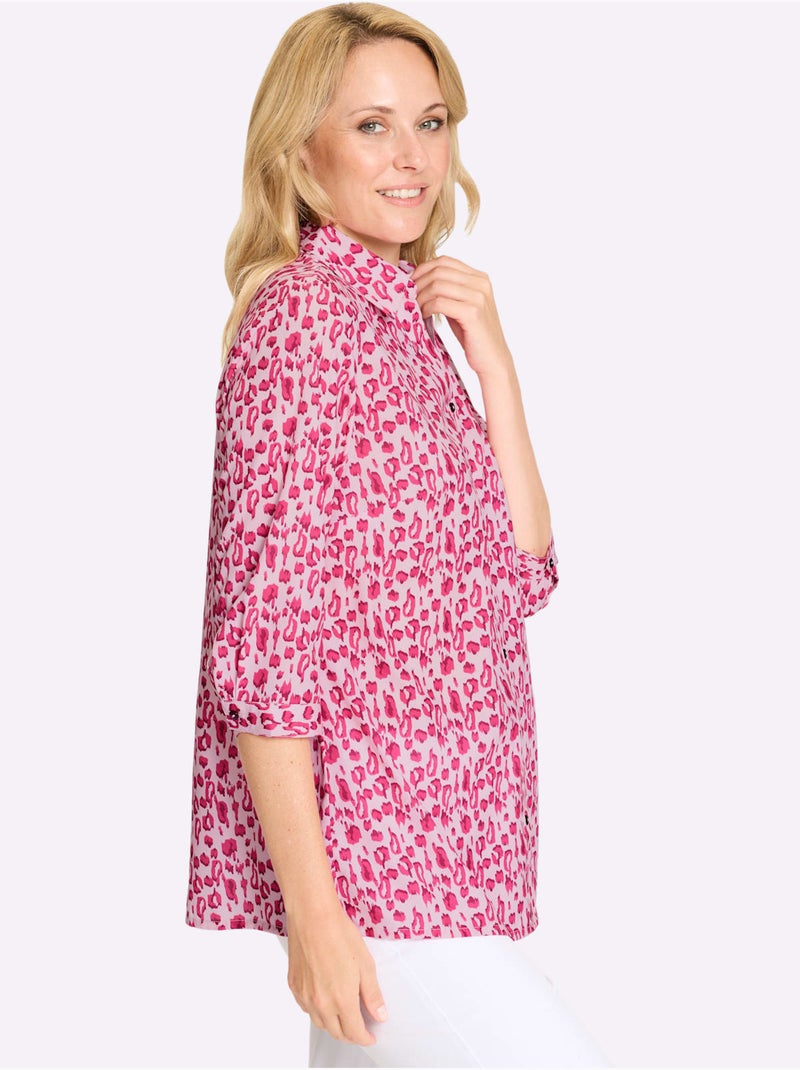 Chemisier Long Joli Motif Léopard - Taille Standard - Moda Vilona Rose clair - Kiabi