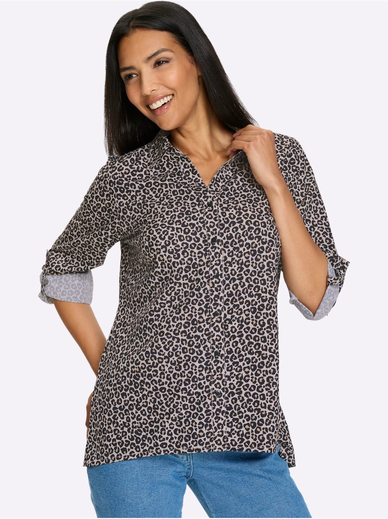 Chemisier Long Légèrement évasé - Taille Standard - Moda Vilona Beige/Noir - Kiabi
