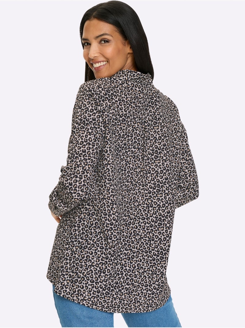 Chemisier Long Légèrement évasé - Taille Standard - Moda Vilona Beige/Noir - Kiabi