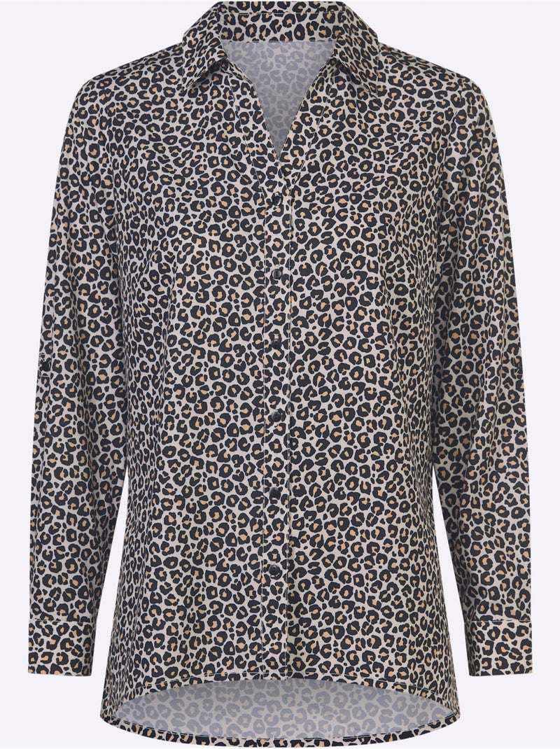 Chemisier Long Légèrement évasé - Taille Standard - Moda Vilona Beige/Noir - Kiabi
