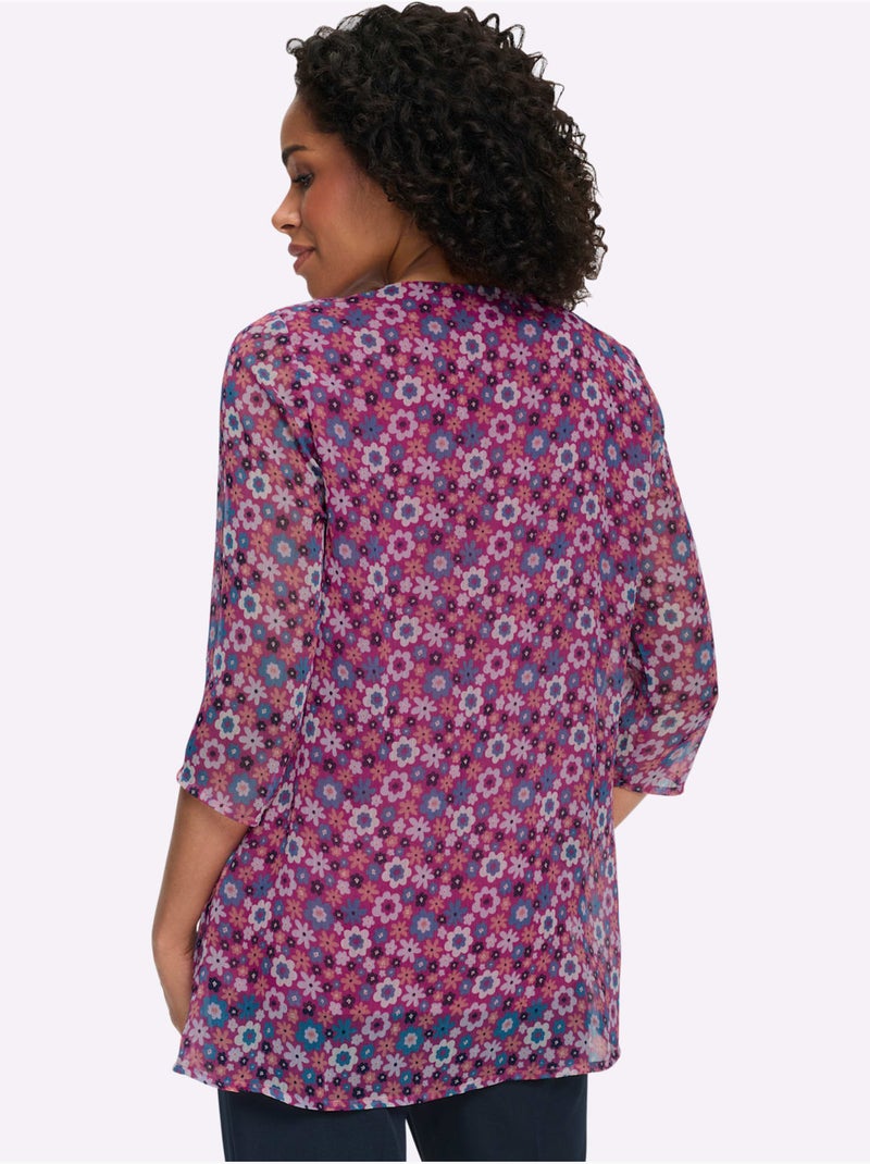 Chemisier long manches transparentes - taille standard - moda vilona Magenta - Kiabi