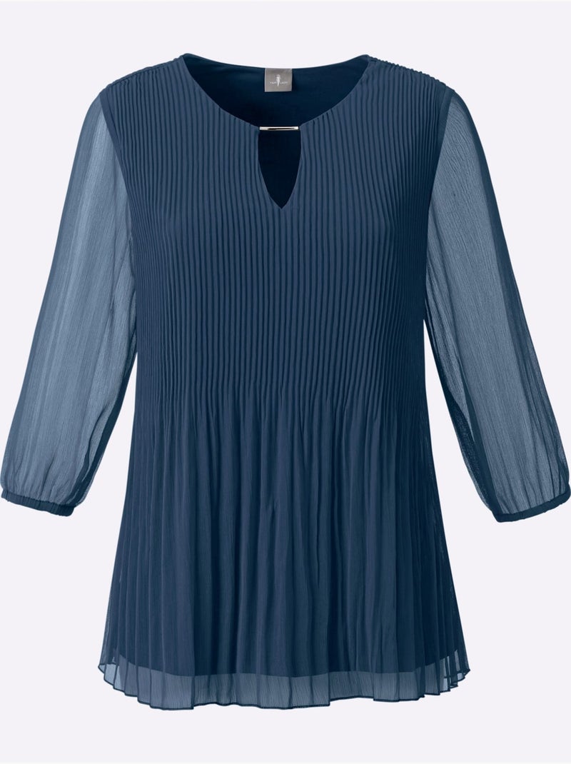 Chemisier Long Matière Facile à Entretenir - Taille Standard - Witt Bleu foncé - Kiabi