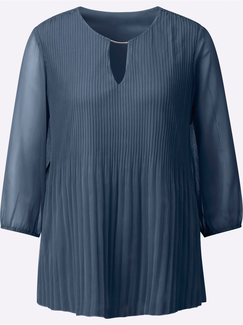 Chemisier Long Matière Facile à Entretenir - Taille Standard - Witt Bleu foncé - Kiabi