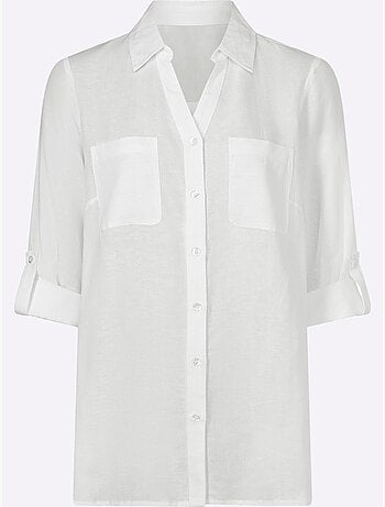 Chemisier Long Mélange Viscose-lin Estival - Taille Standard - Moda Vilona