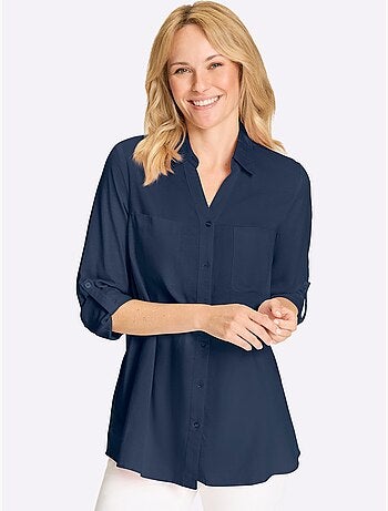 Chemisier Long Mélange Viscose-lin Estival - Taille Standard - Moda Vilona