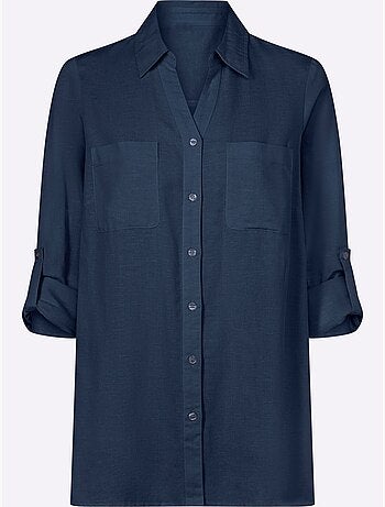 Chemisier Long Mélange Viscose-lin Estival - Taille Standard - Moda Vilona