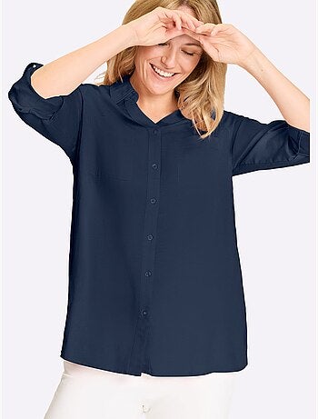 Chemisier Long Mélange Viscose-lin Estival - Taille Standard - Moda Vilona