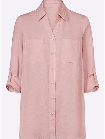 Chemisier Long Mélange Viscose-lin Estival - Taille Standard - Moda Vilona