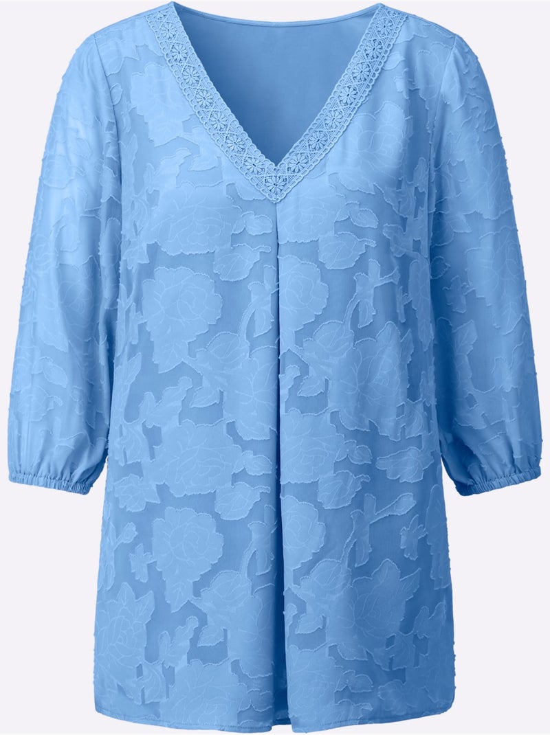 Chemisier Long Motif Jacquard Original - Taille Standard - Witt Bleu ciel - Kiabi