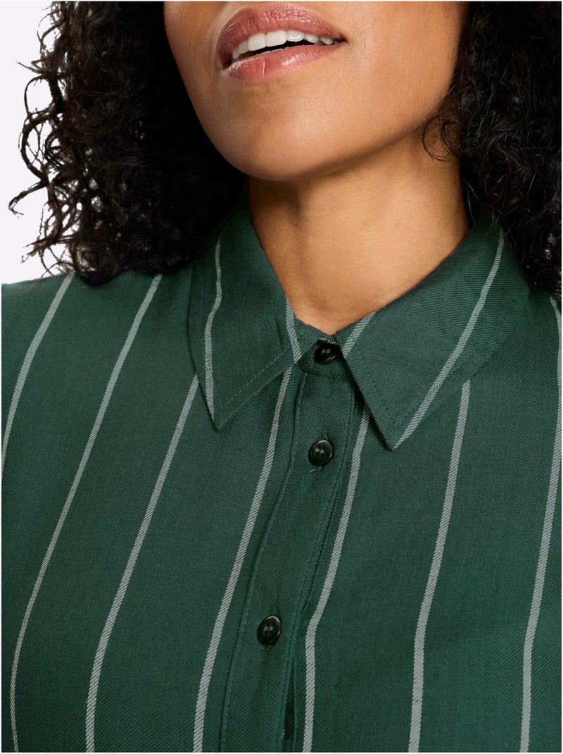 Chemisier long pur coton - taille standard - moda vilona Ecru - Kiabi