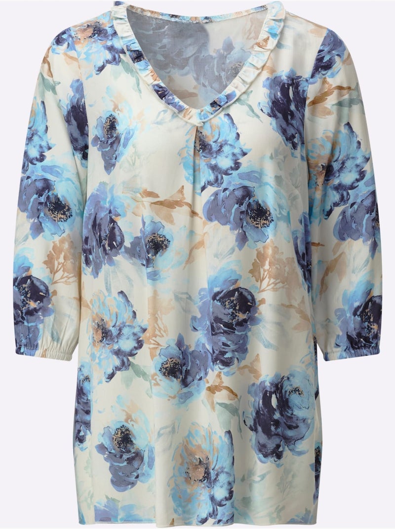 Chemisier Long Pure Viscose - Taille Standard - Helline Blanc Bleu - Kiabi