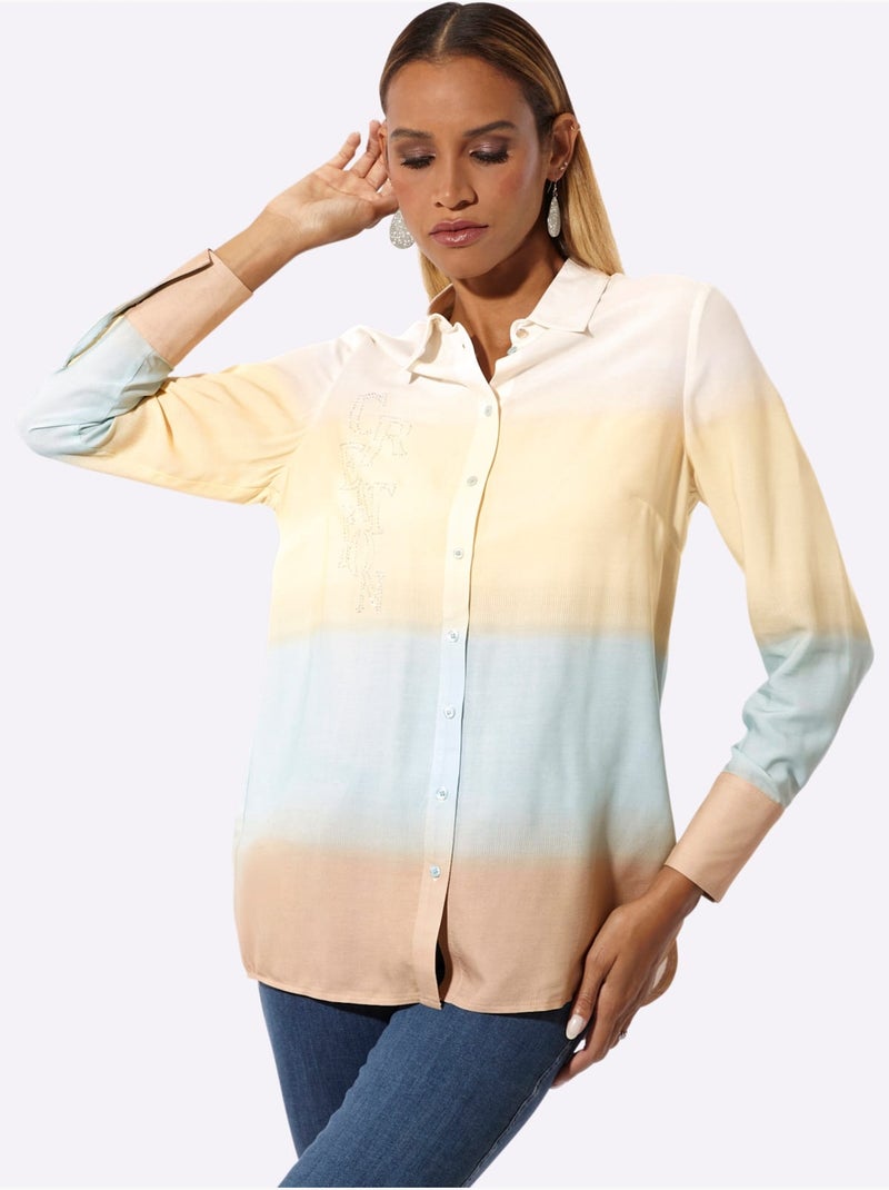 Chemisier long pure viscose - taille standard - helline Écru/Vert - Kiabi