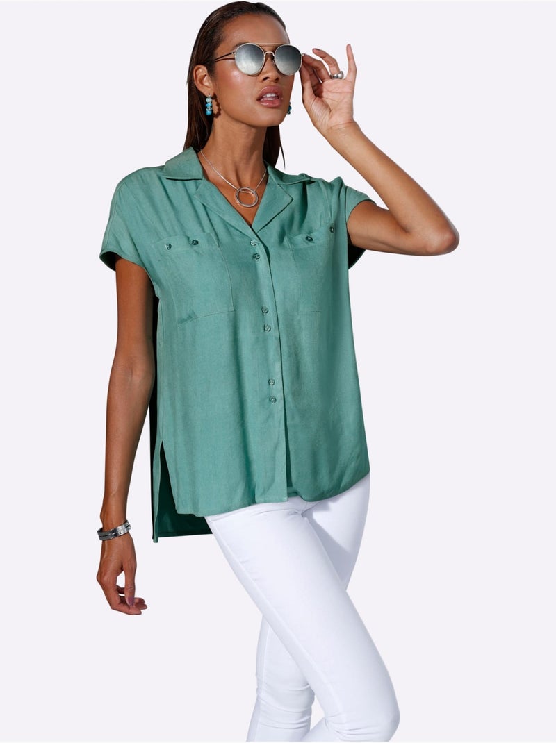 Chemisier Long Pure Viscose - Taille Standard - Helline Vert Sauge - Kiabi