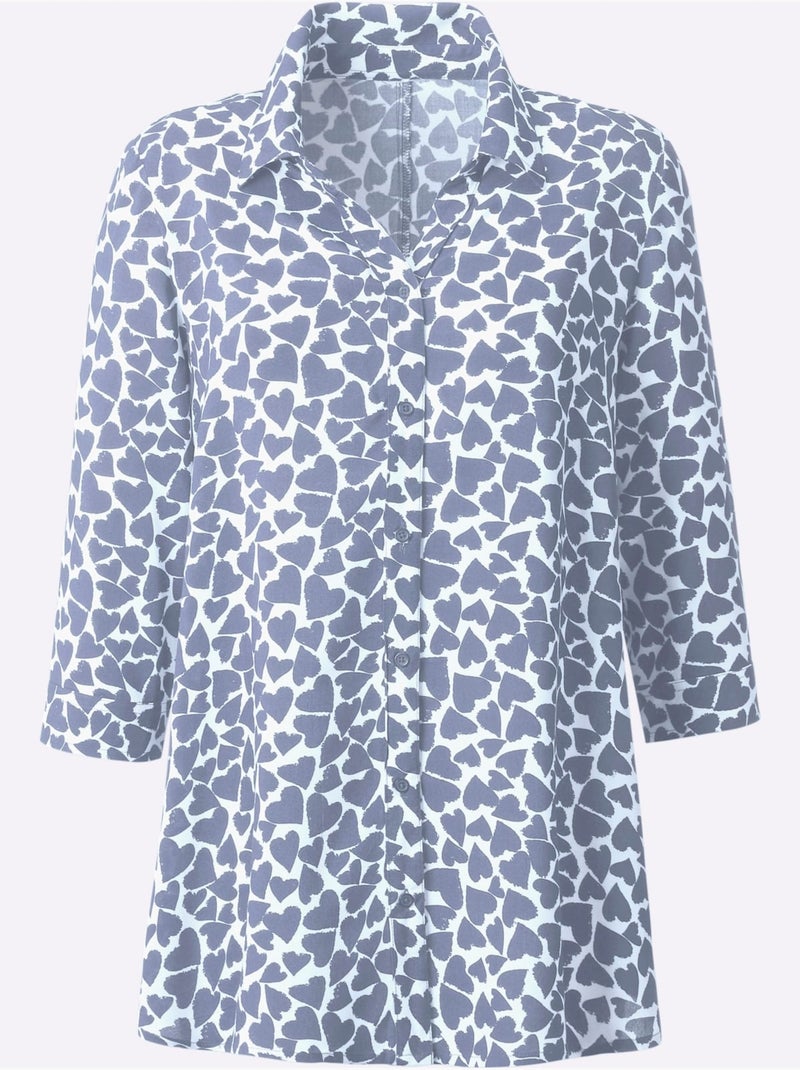 Chemisier Long Viscose Douce Et Fluide - Taille Standard - Moda Vilona Blanc Bleu - Kiabi