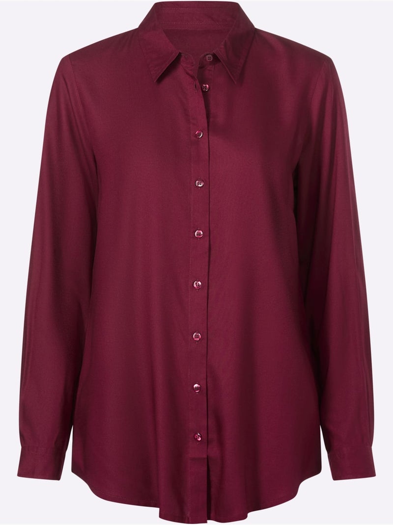 Chemisier Long Viscose Douce Et Fluide - Taille Standard - Moda Vilona Bordeaux - Kiabi