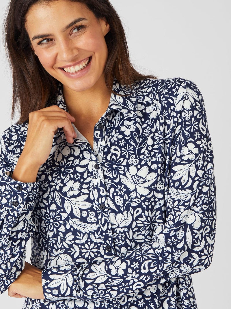 Chemisier maille chaude - Damart Bleu marine - Kiabi