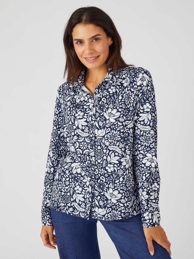 Chemisier maille chaude - Damart Bleu marine - Kiabi