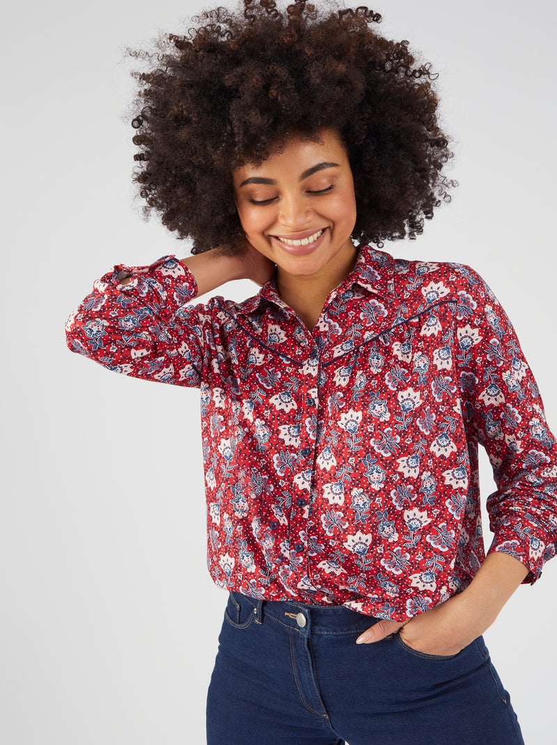 Chemisier maille chaude fibres recyclées - Damart Rouge - Kiabi