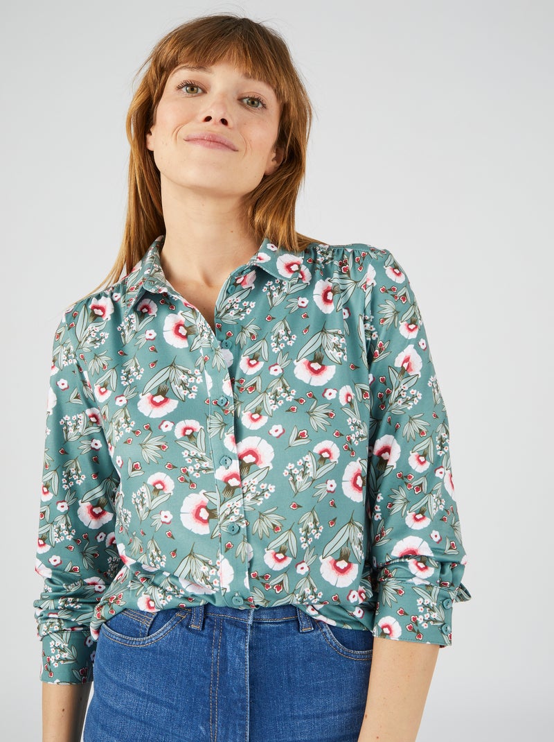Chemisier Femme Damart - Maille Chaude Géométrique - 92% Polyester Recyclé - Manches Longues - Taille 34 à 56