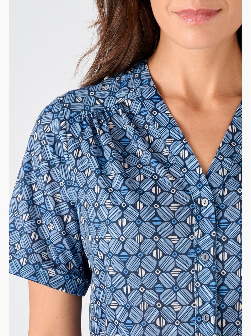 Chemisier maille crêpe - Damart Bleu - Kiabi