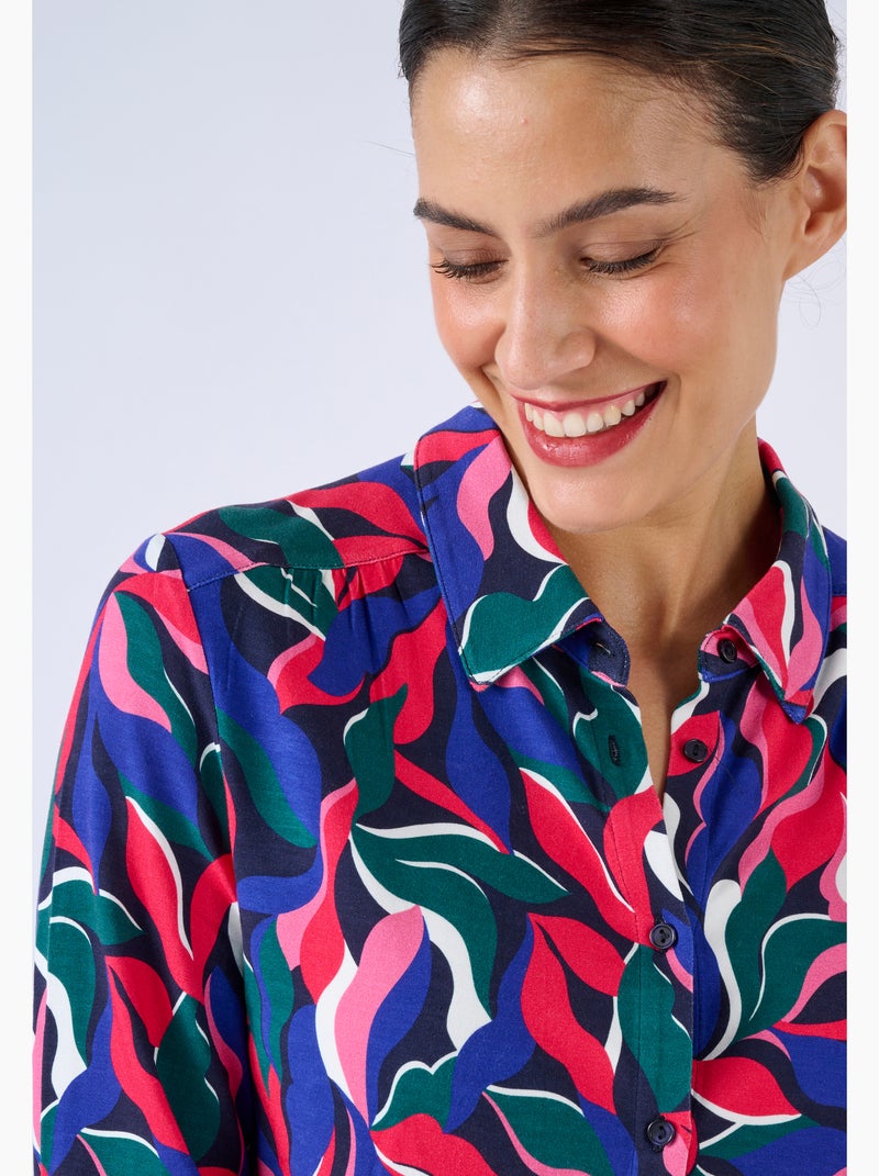 Chemisier maille fluide viscose stretch - Damart Bleu - Kiabi