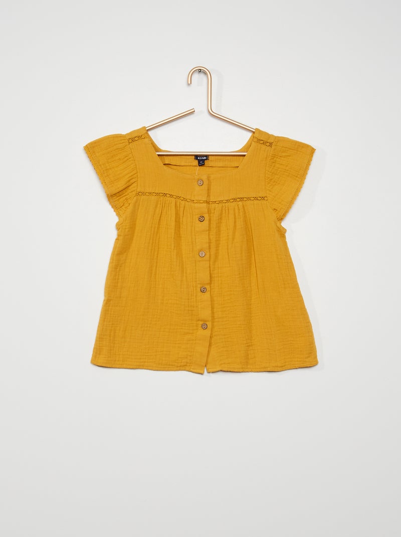 Chemisier maille gaufrée jaune moutarde - Kiabi