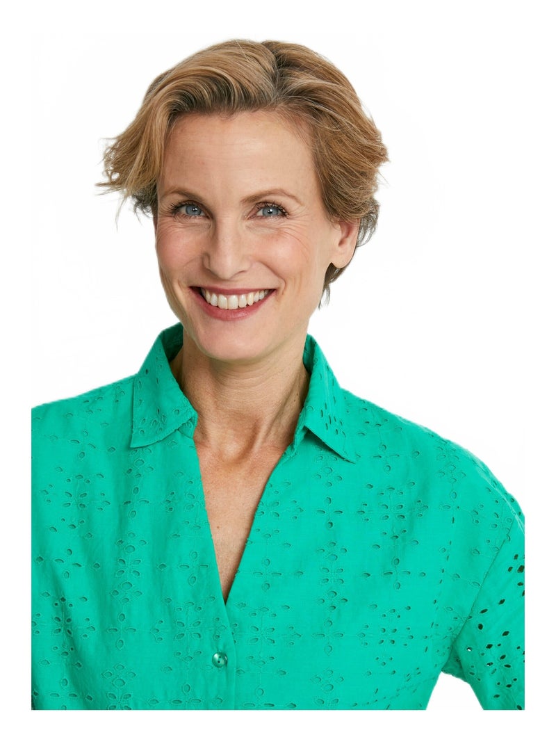 Chemisier manches courtes brodé Vert - Kiabi