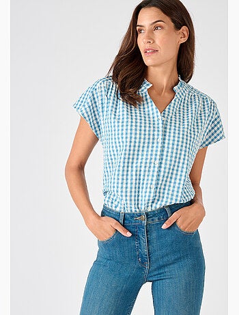 Chemisier manches courtes en tissu gaufré - Damart