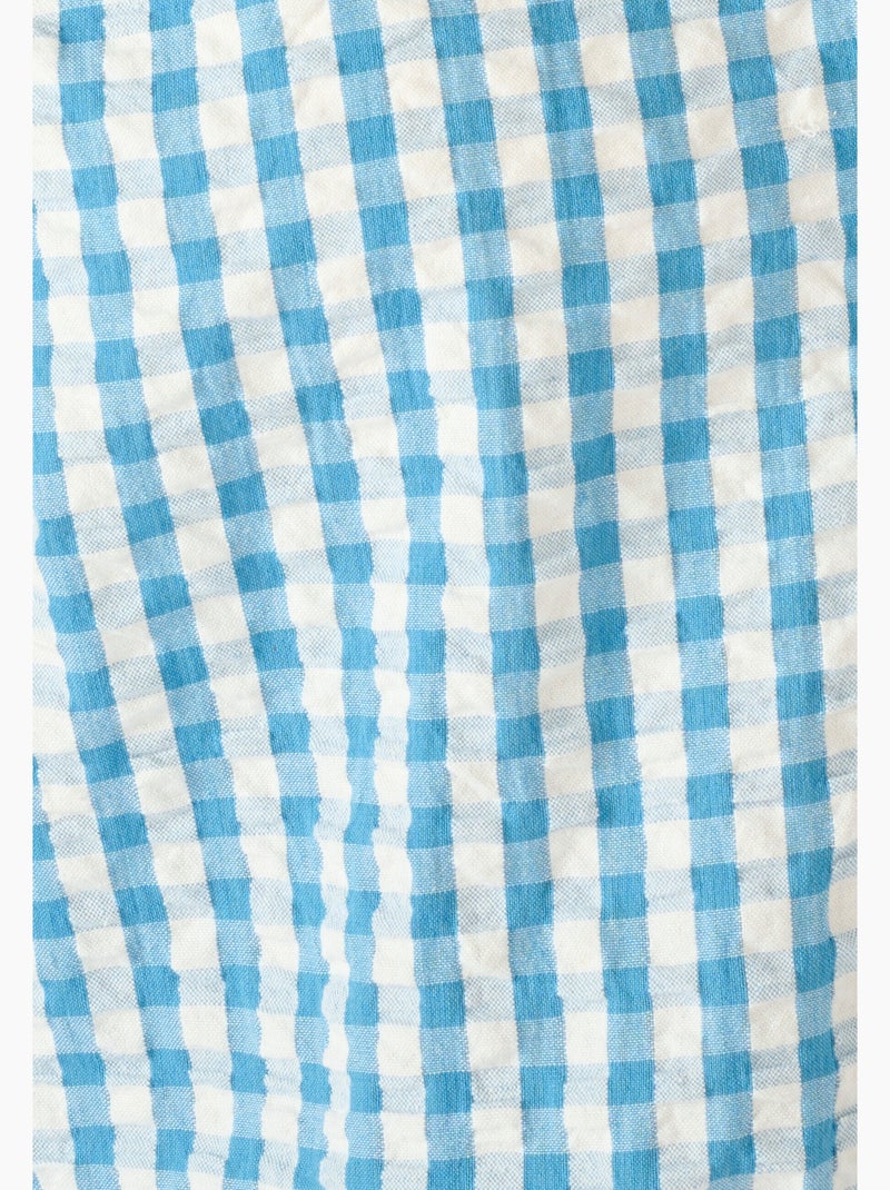 Chemisier manches courtes en tissu gaufré - Damart Bleu - Kiabi