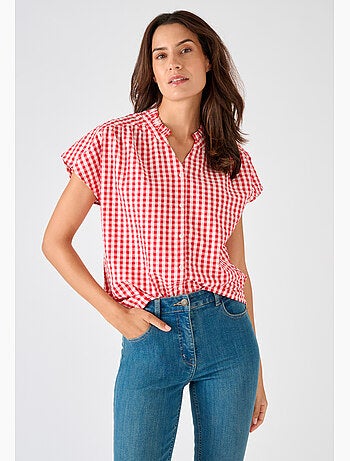 Chemisier manches courtes en tissu gaufré - Damart