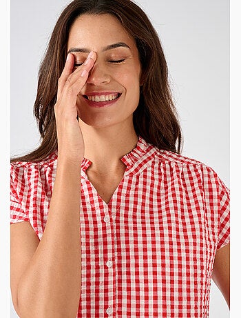 Chemisier manches courtes en tissu gaufré - Damart