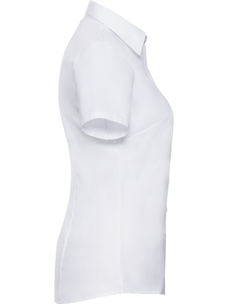 Chemisier manches courtes motif/style uni - russell collection Blanc - Kiabi