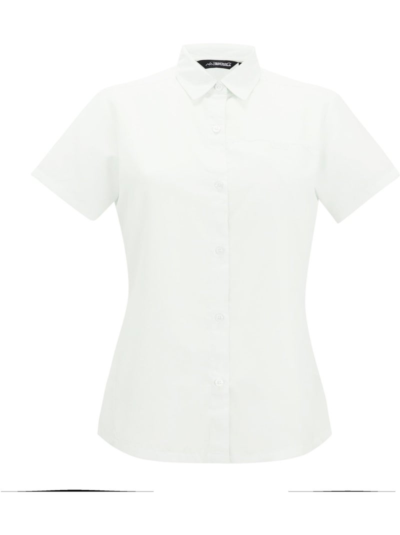 Chemisier manches courtes motif/style uni mindano - regatta Blanc nacré - Kiabi