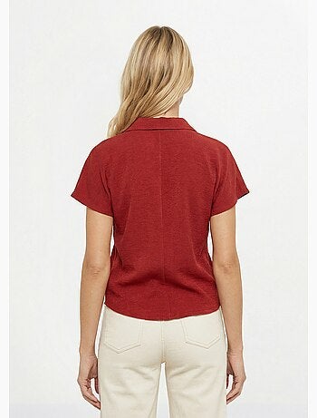 Chemisier manches courtes, noué taille