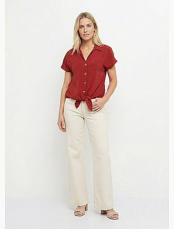 Chemisier manches courtes, noué taille