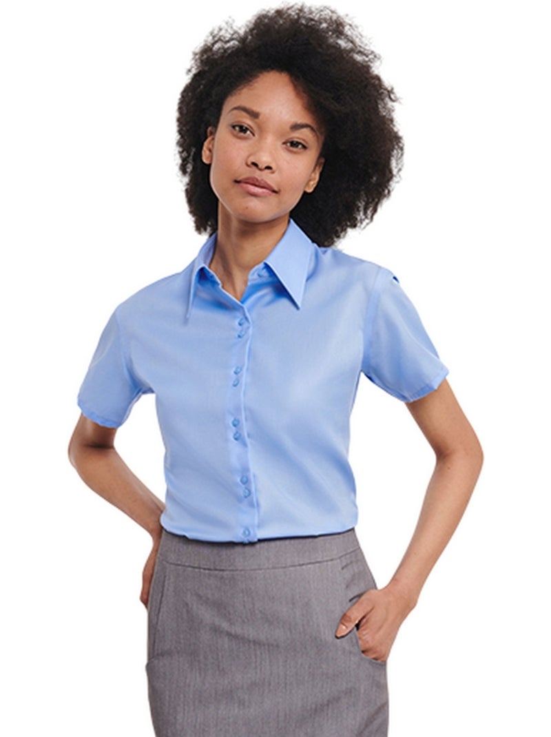 Chemisier manches courtes ultimate - russell collection Bleu ciel - Kiabi