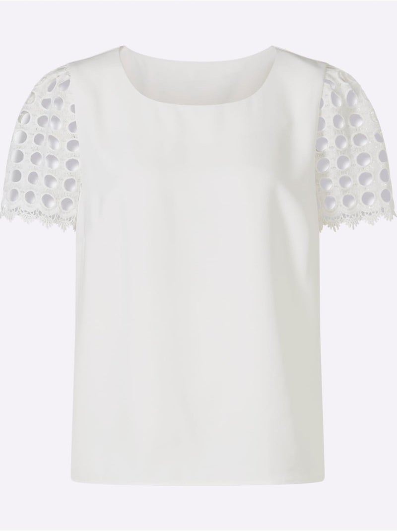 Chemisier Manches En Dentelle - Taille Standard - Helline Ecru - Kiabi