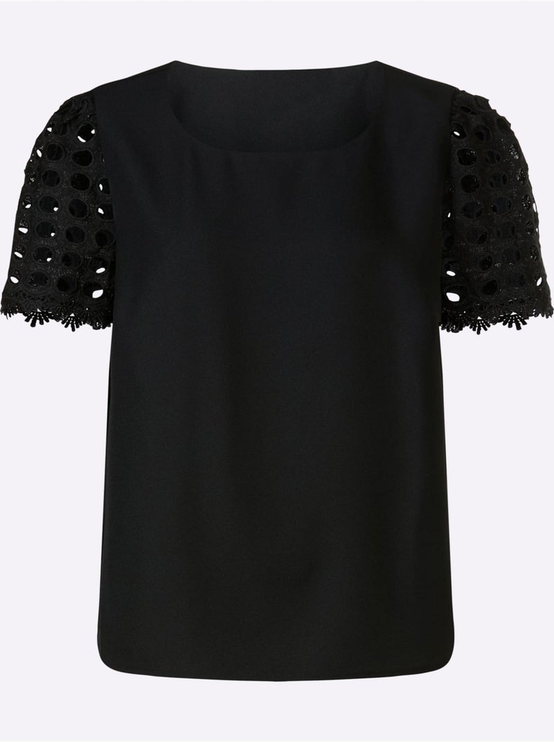 Chemisier Manches En Dentelle - Taille Standard - Helline Noir - Kiabi