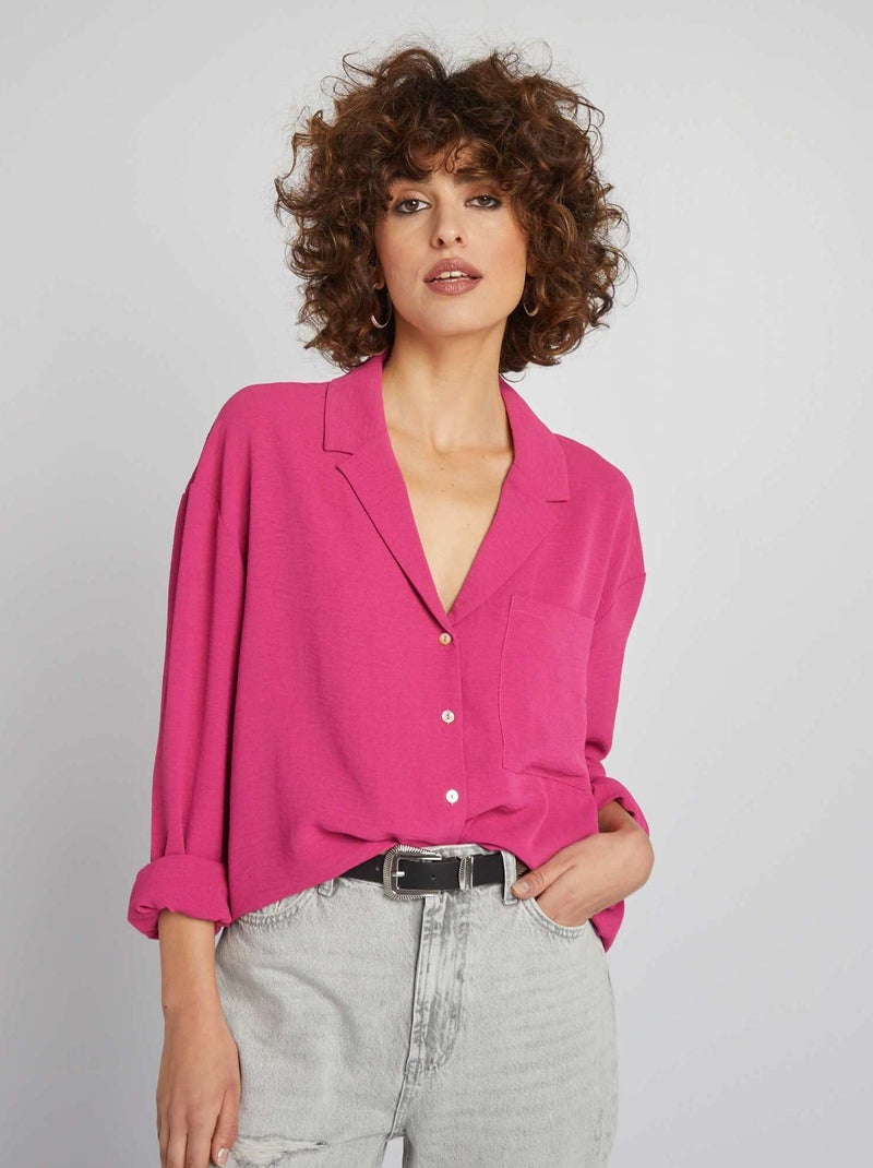 Chemisier manches longues à col pyjama Rose - Kiabi