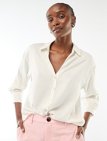 Chemisier manches longues en satin uni