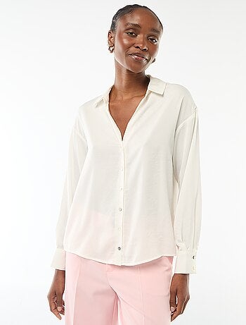 Chemisier manches longues en satin uni