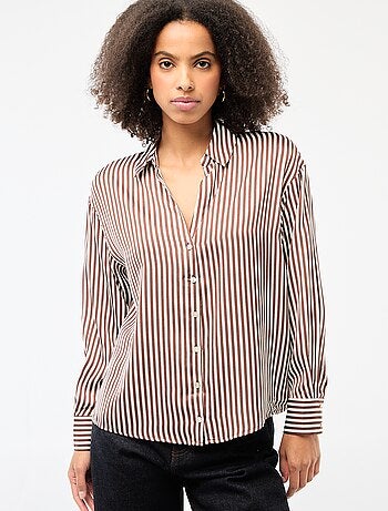 Chemisier manches longues en satin uni