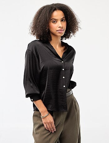 Chemisier manches longues en satin uni