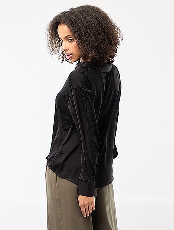 Chemisier manches longues en satin uni