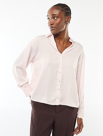 Chemisier manches longues en satin uni