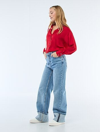 Chemisier manches longues en satin uni