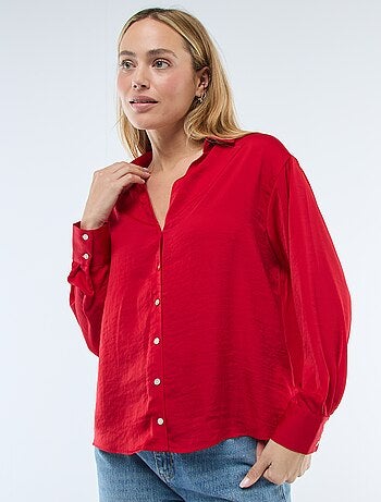 Chemisier manches longues en satin uni