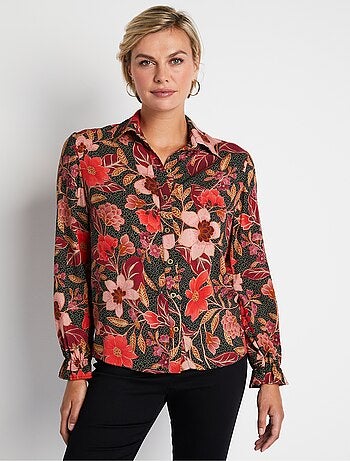 Chemisier manches longues motif floral