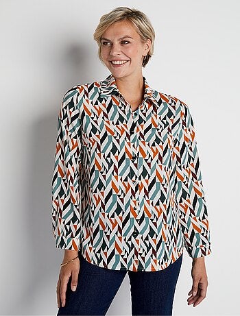 Chemisier manches longues motif graphique